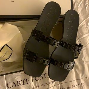 Blk Gucci sandals